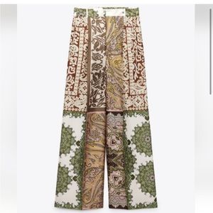 ZARA satin paisley pant XS
